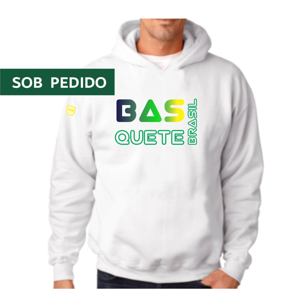 5 MOLETON UNISEX - BASQUETE BRASIL - BRANCO - Imagem 1